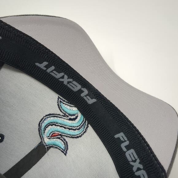 Seattle Kraken Fitted Baseball Cap Gray One Size Lightweight Embroidered Flexfit - Picture 7 of 7